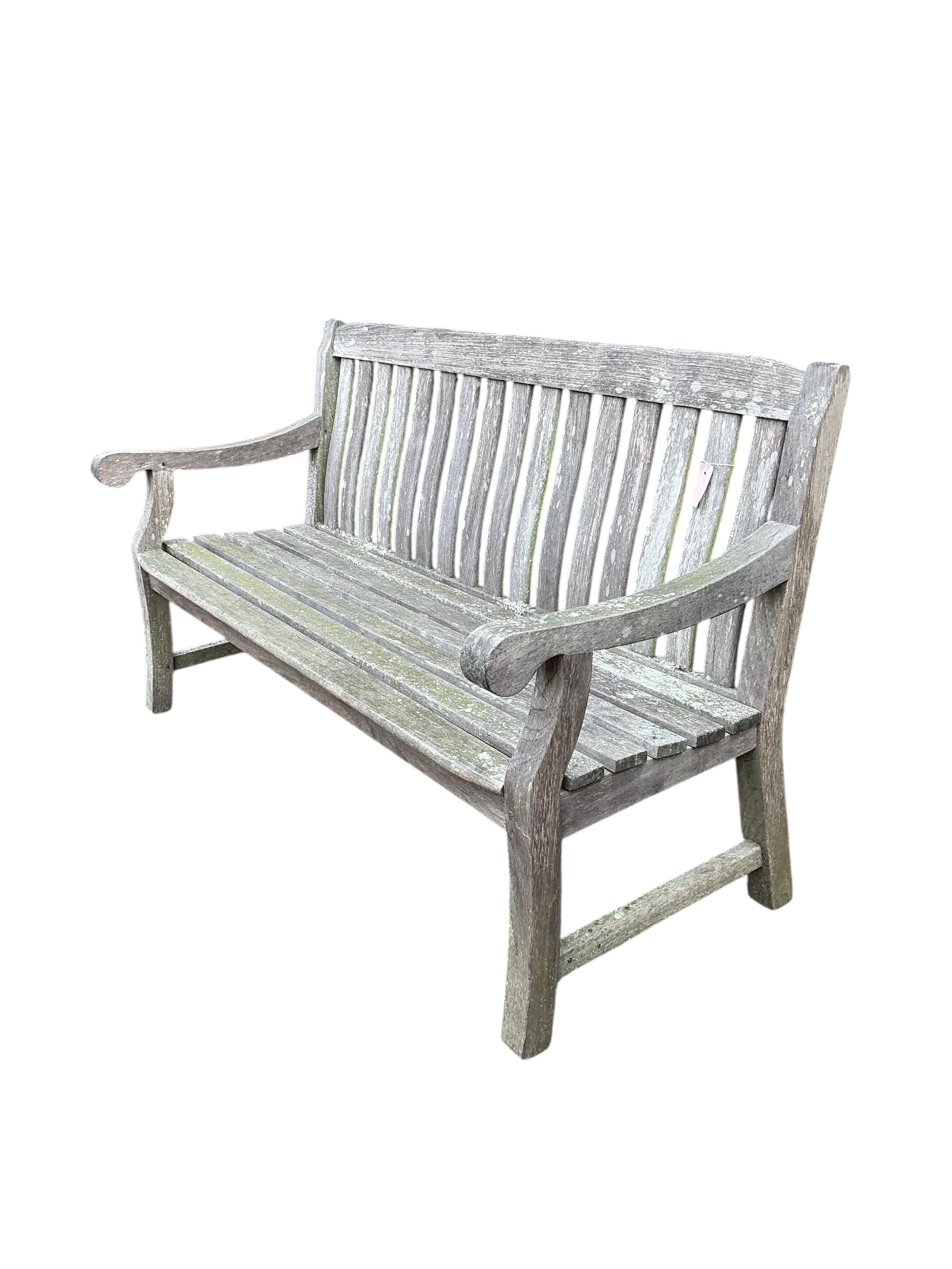 An Indian Ocean Trading Company slatted teak garden bench, width 152cm, depth 61cm, height 86cm
